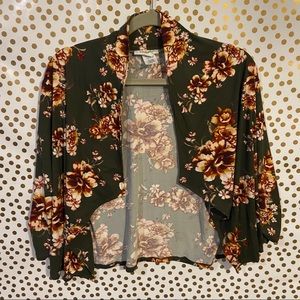 Dark olive floral cardigan